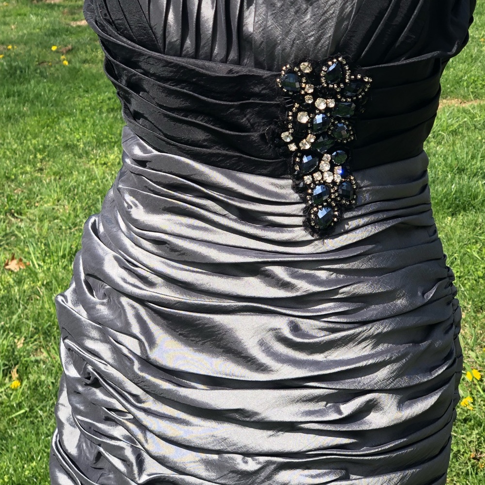 NEW WITH TAG silver and black formal gown